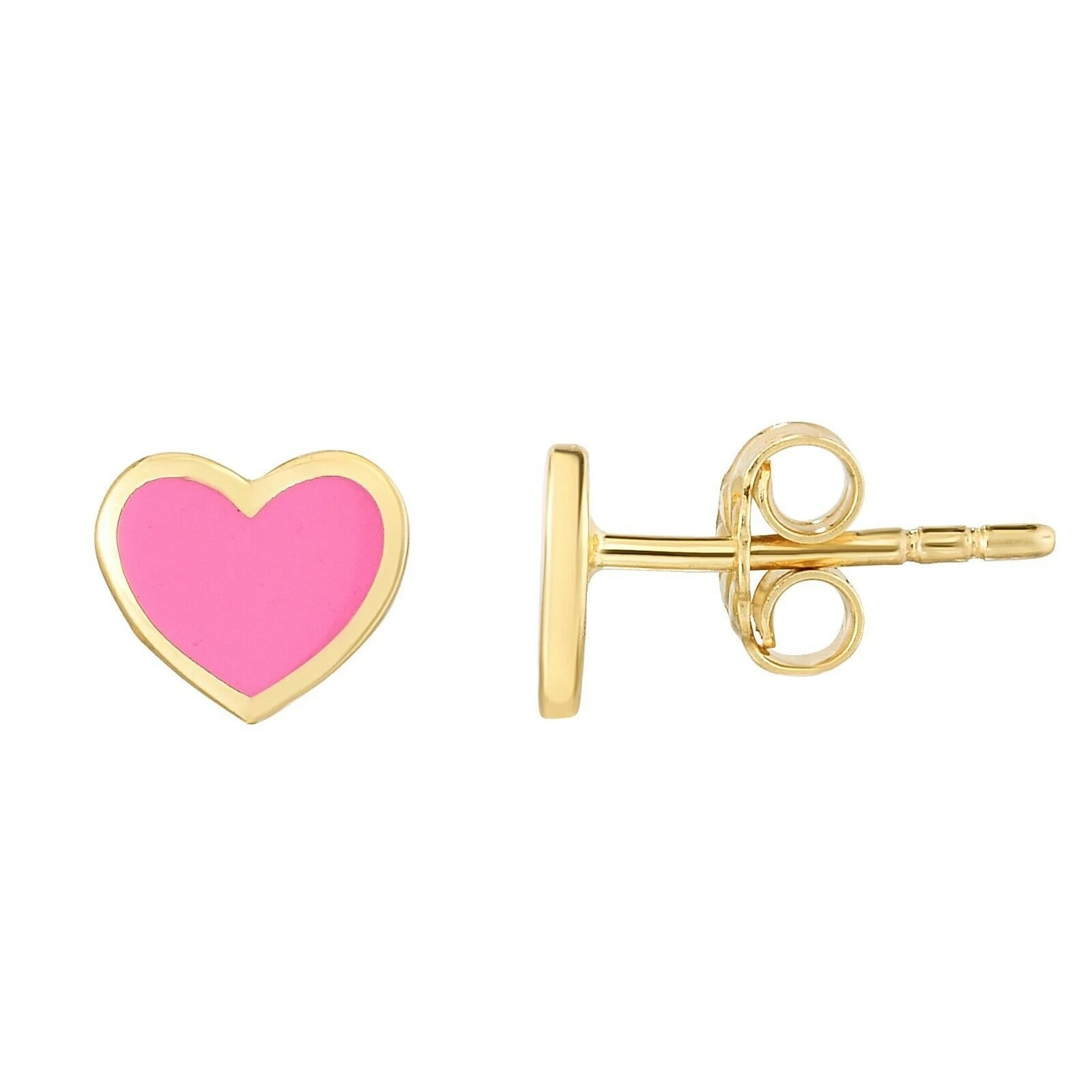 Mini Pink Enamel Heart Stud Earrings