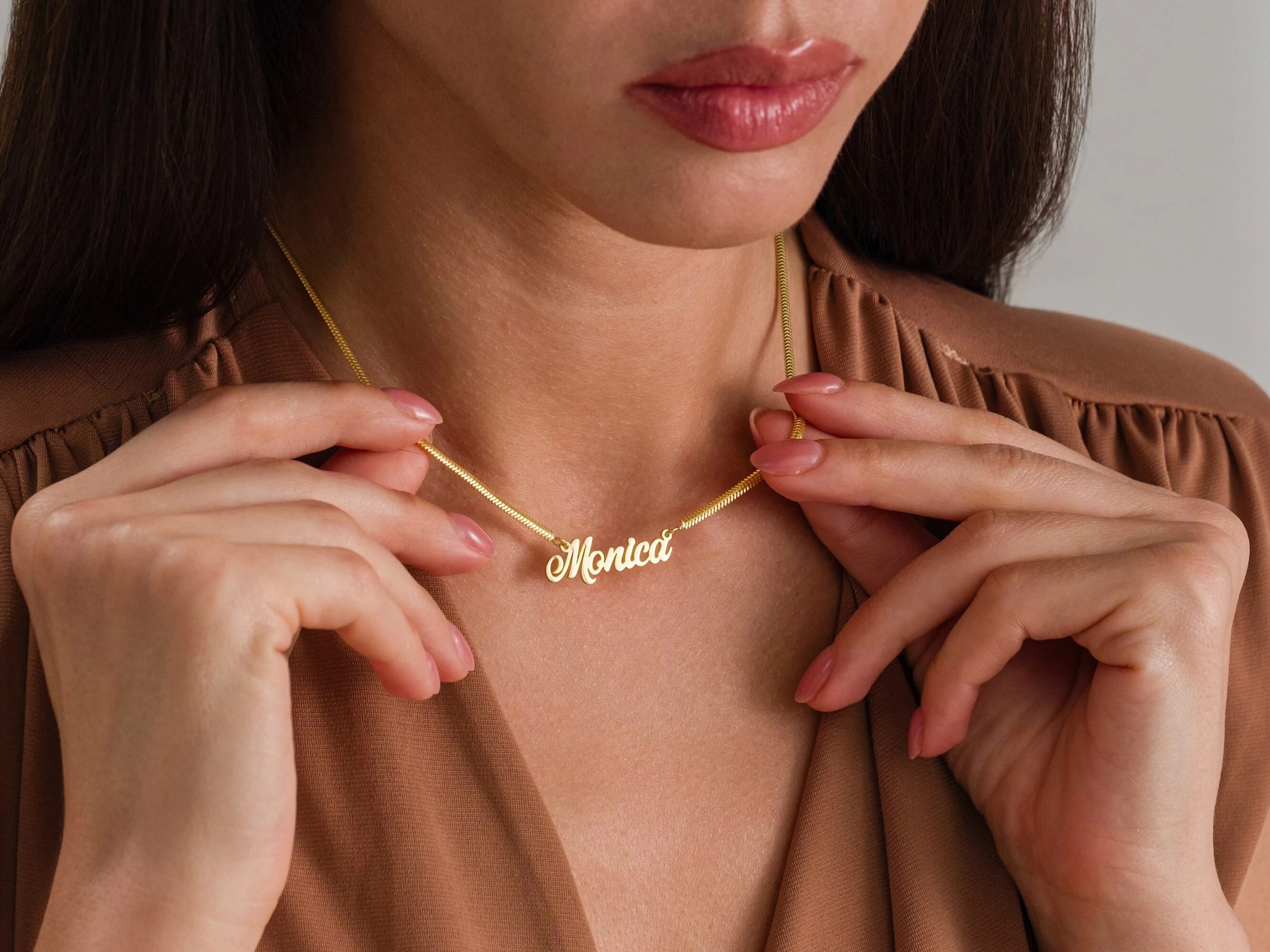 Gold Plated Snake Name Necklace