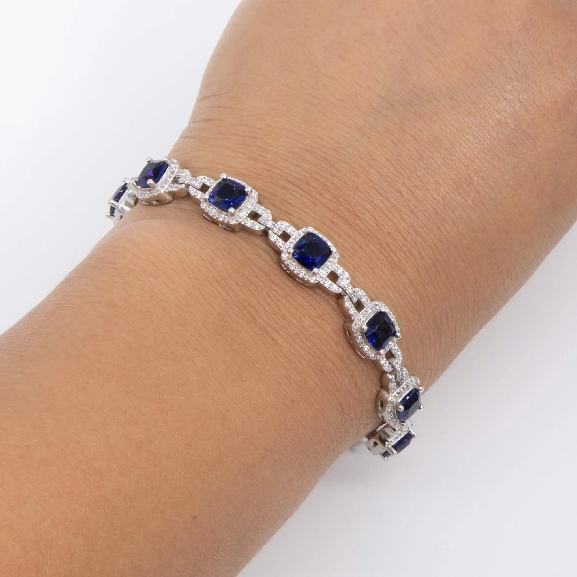 Colorful CZ Cushion Link Tennis Bracelet