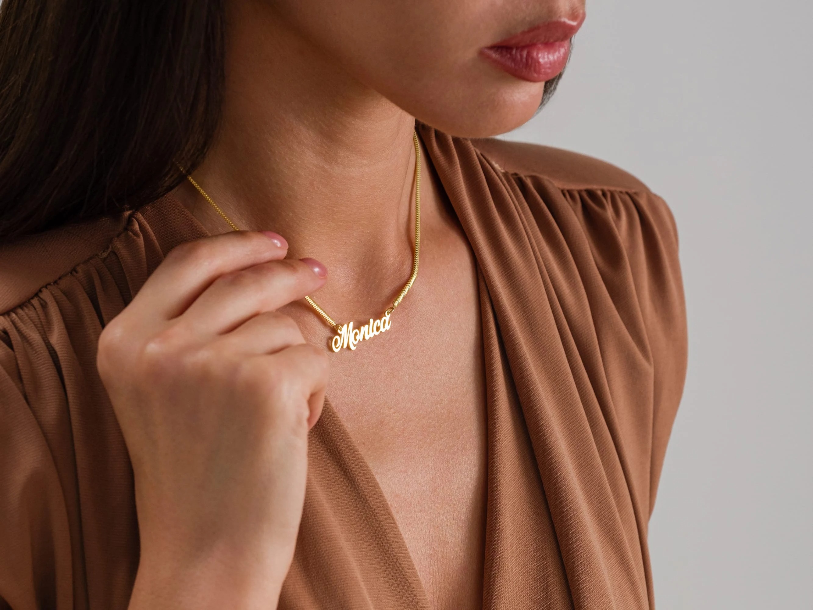 Gold Plated Snake Name Necklace