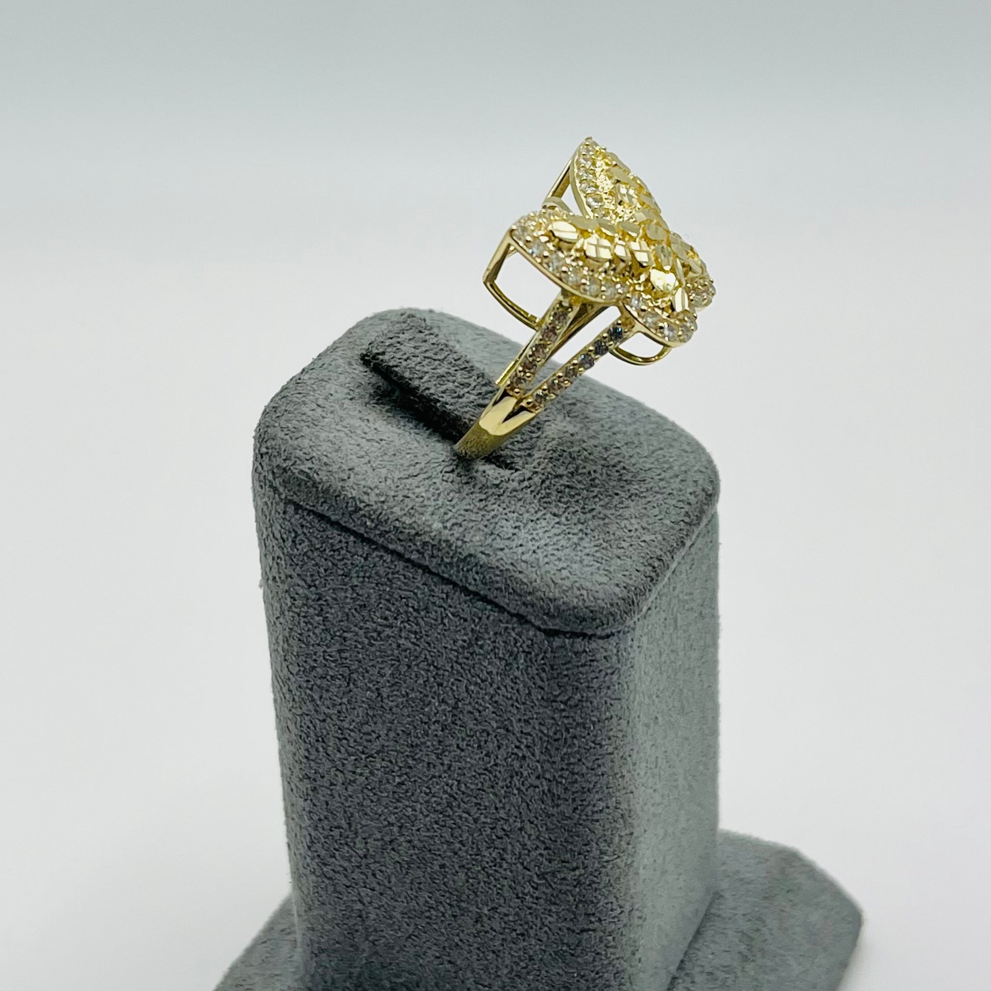  Gold Plated Cz Nugget Butterfly Band Ring