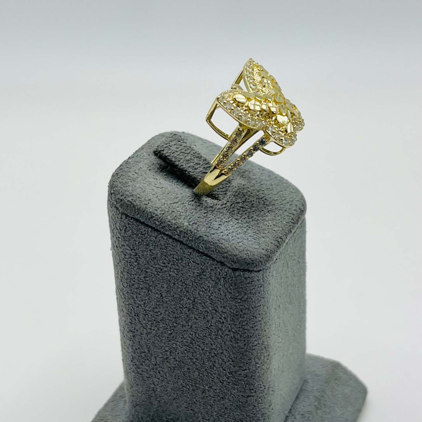  Gold Plated Cz Nugget Butterfly Band Ring