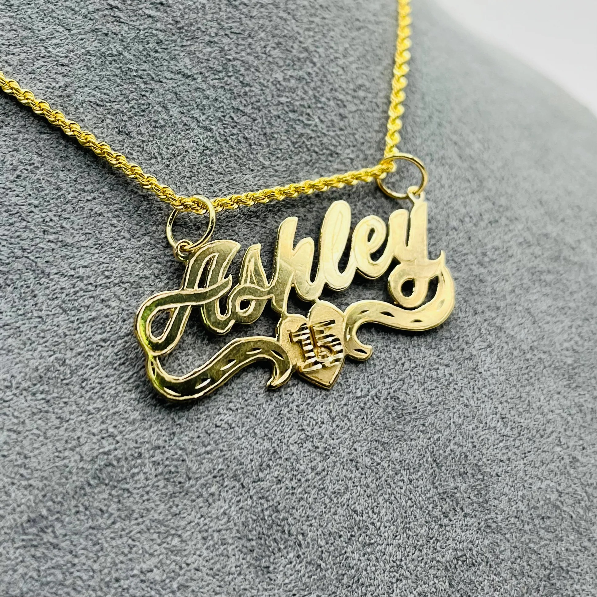 Gold Plated Quinceañera Custom Nameplate Necklace