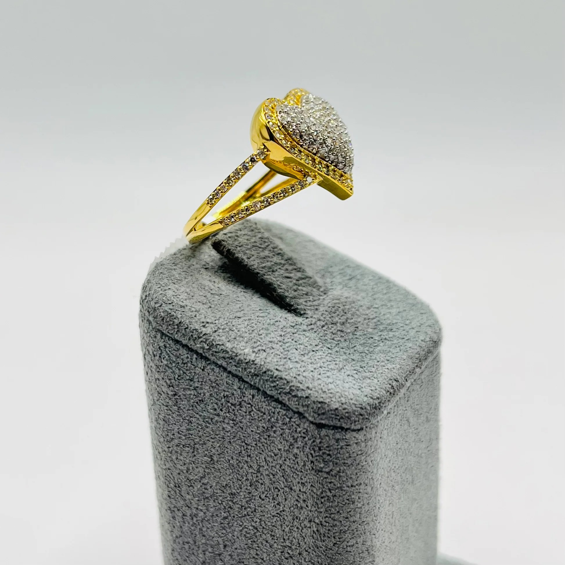 Gold Plated Diamond Halo Heart Ring