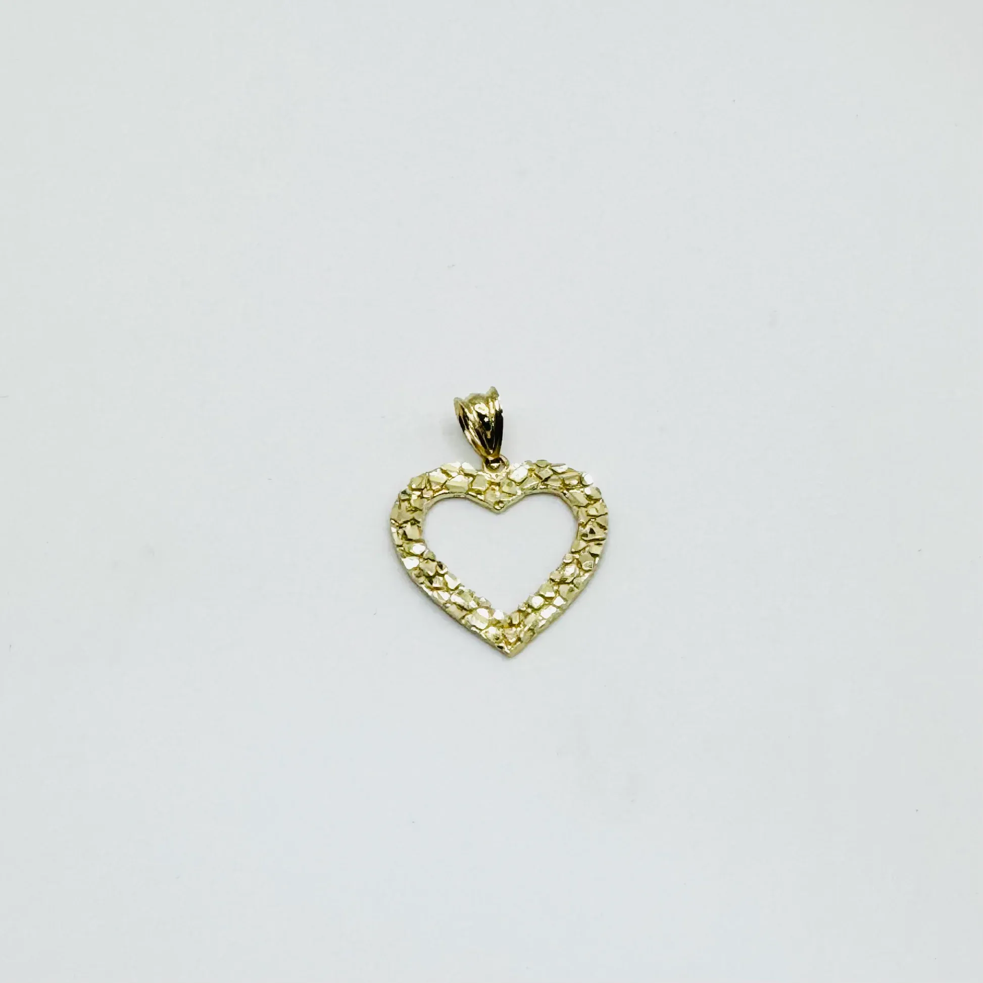 Gold Plated Nugget Open Heart Charm Necklace