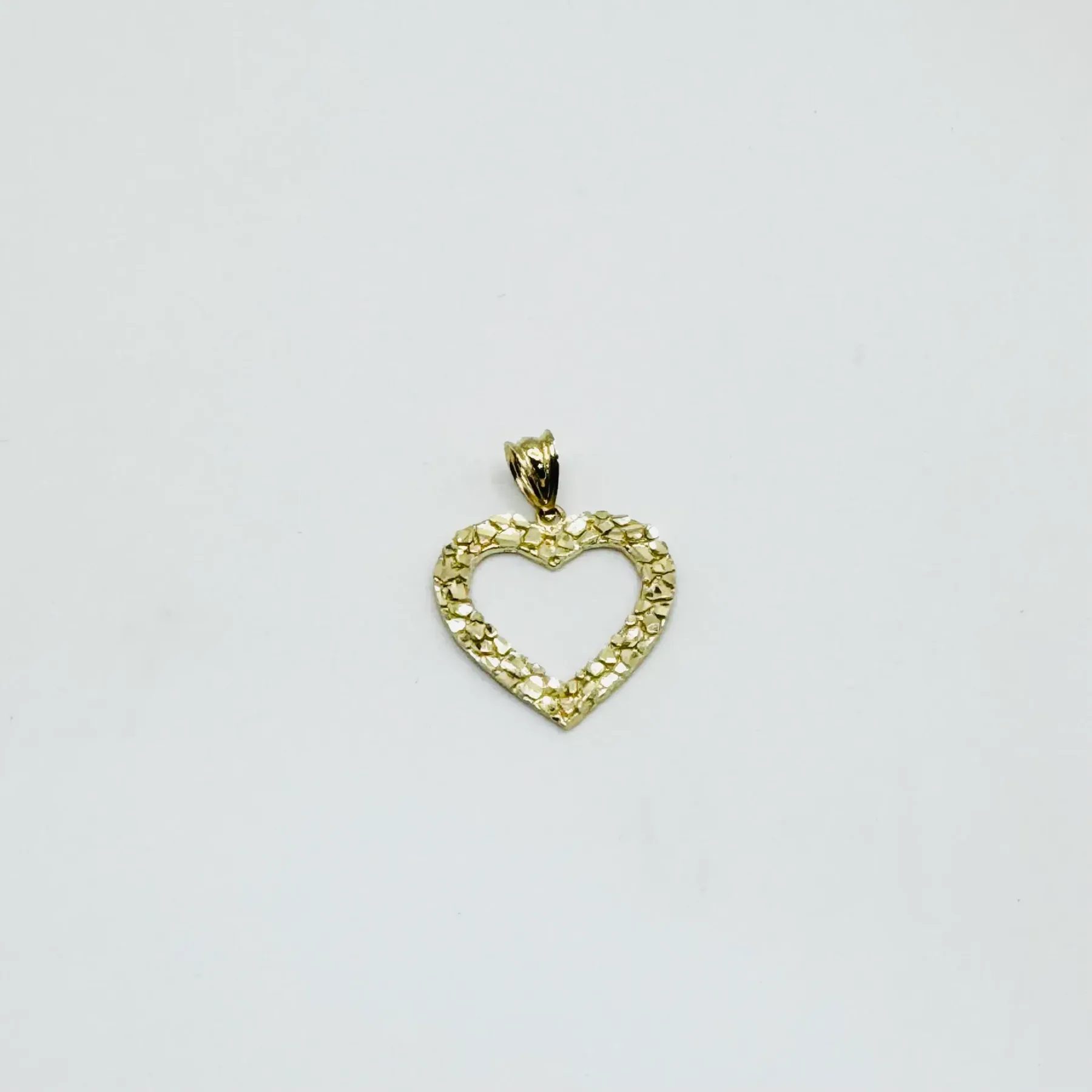 Gold Plated Nugget Open Heart Charm Necklace