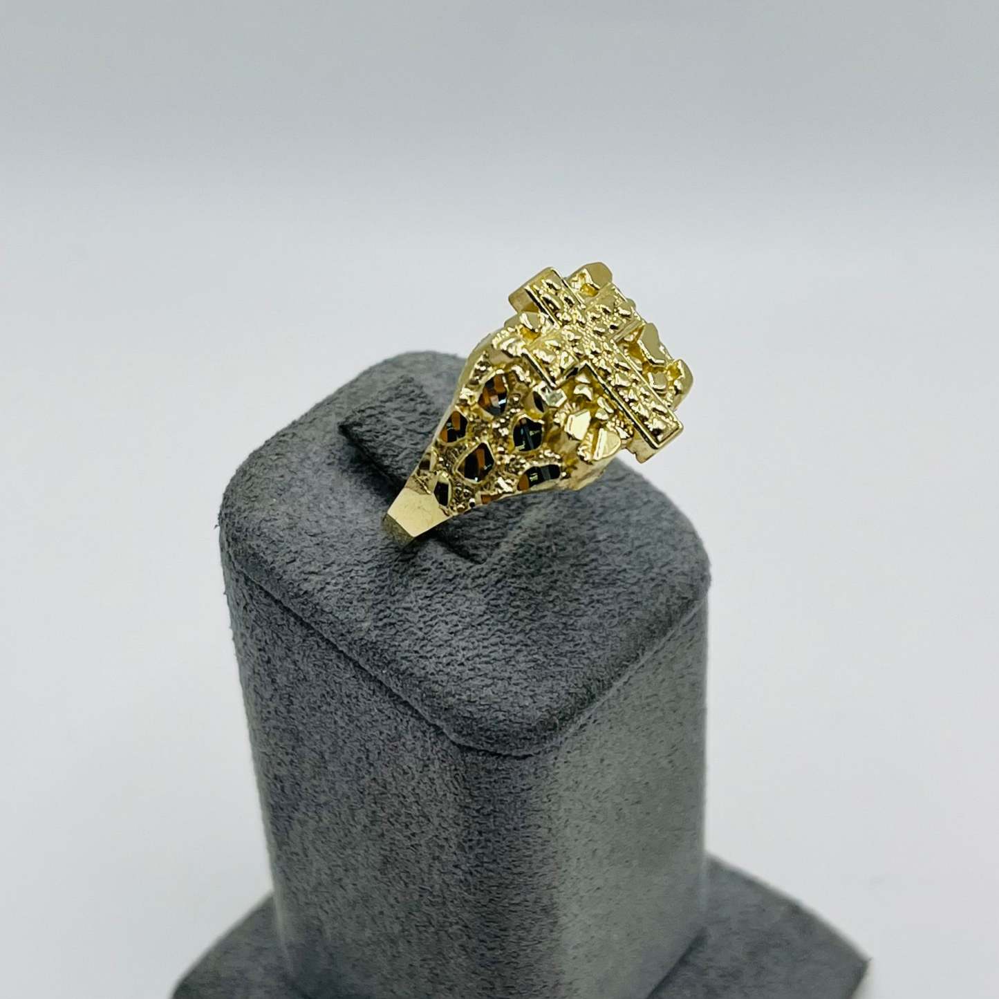 Gold Plated Nugget Cross Nugget Ring