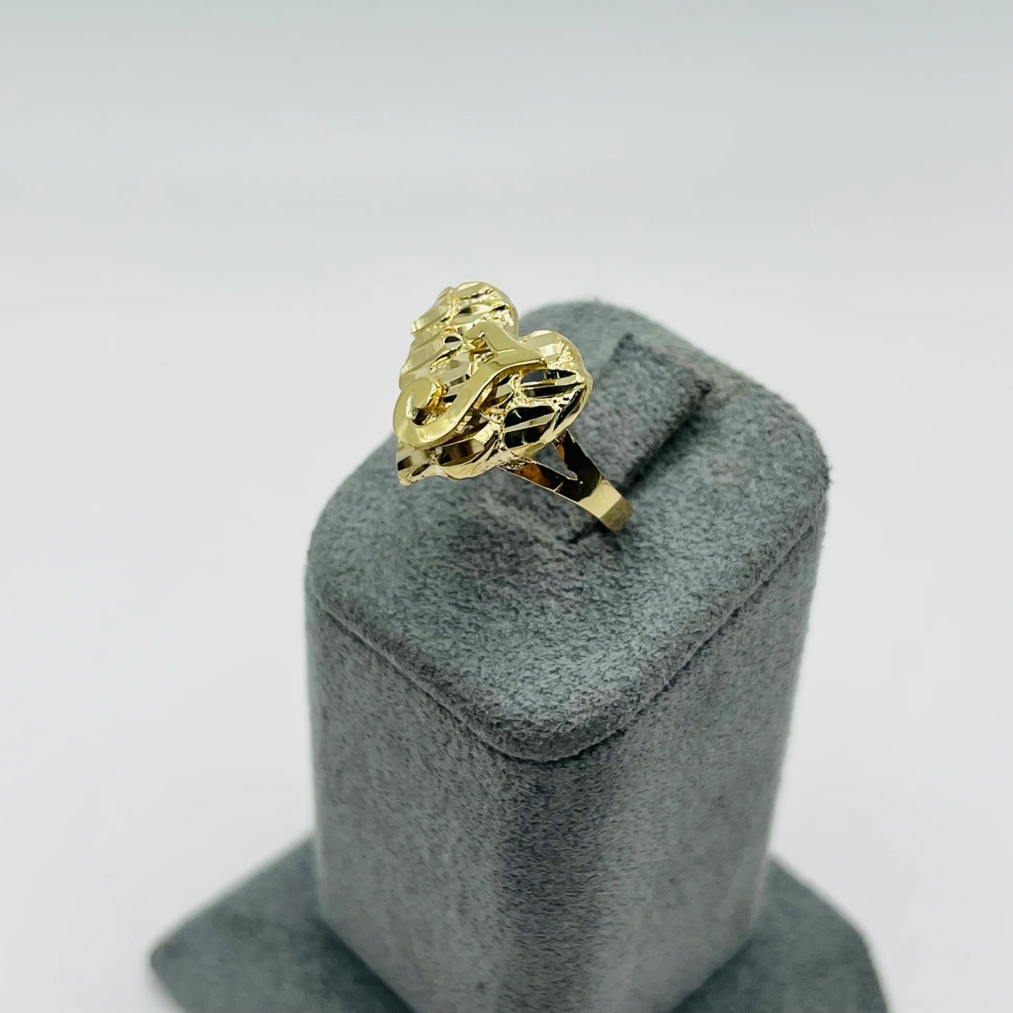 Gold Plated Custom Initial Heart Nugget Ring