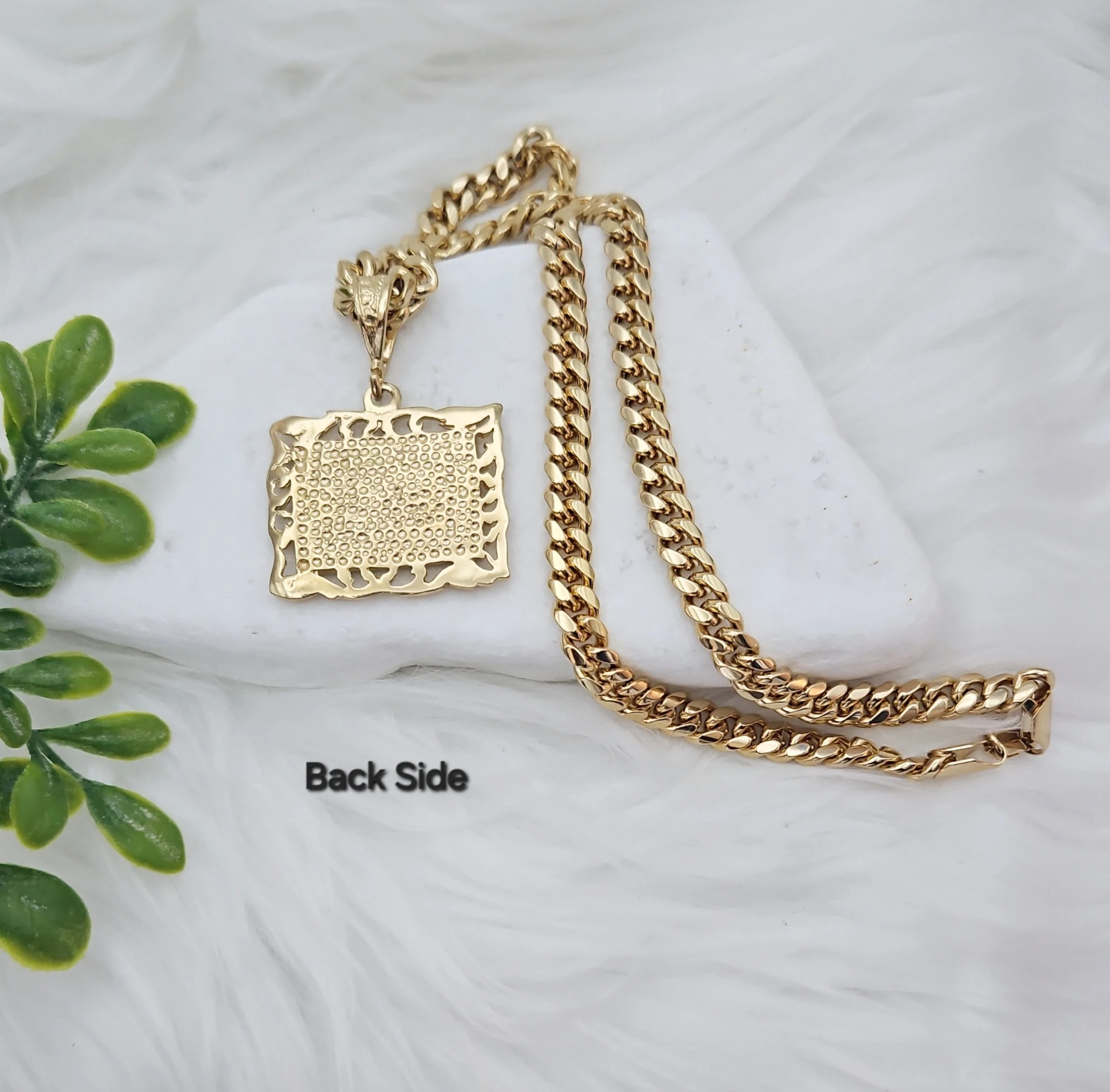 Gold Plated Large Puerto Rico Photo Necklace