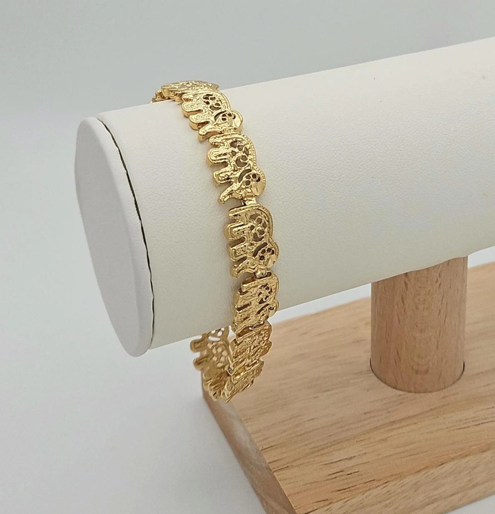 Allah Nugget Pendant Gold Elephant Bracelet