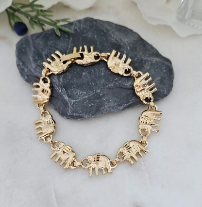 Allah Nugget Pendant Gold Elephant Bracelet