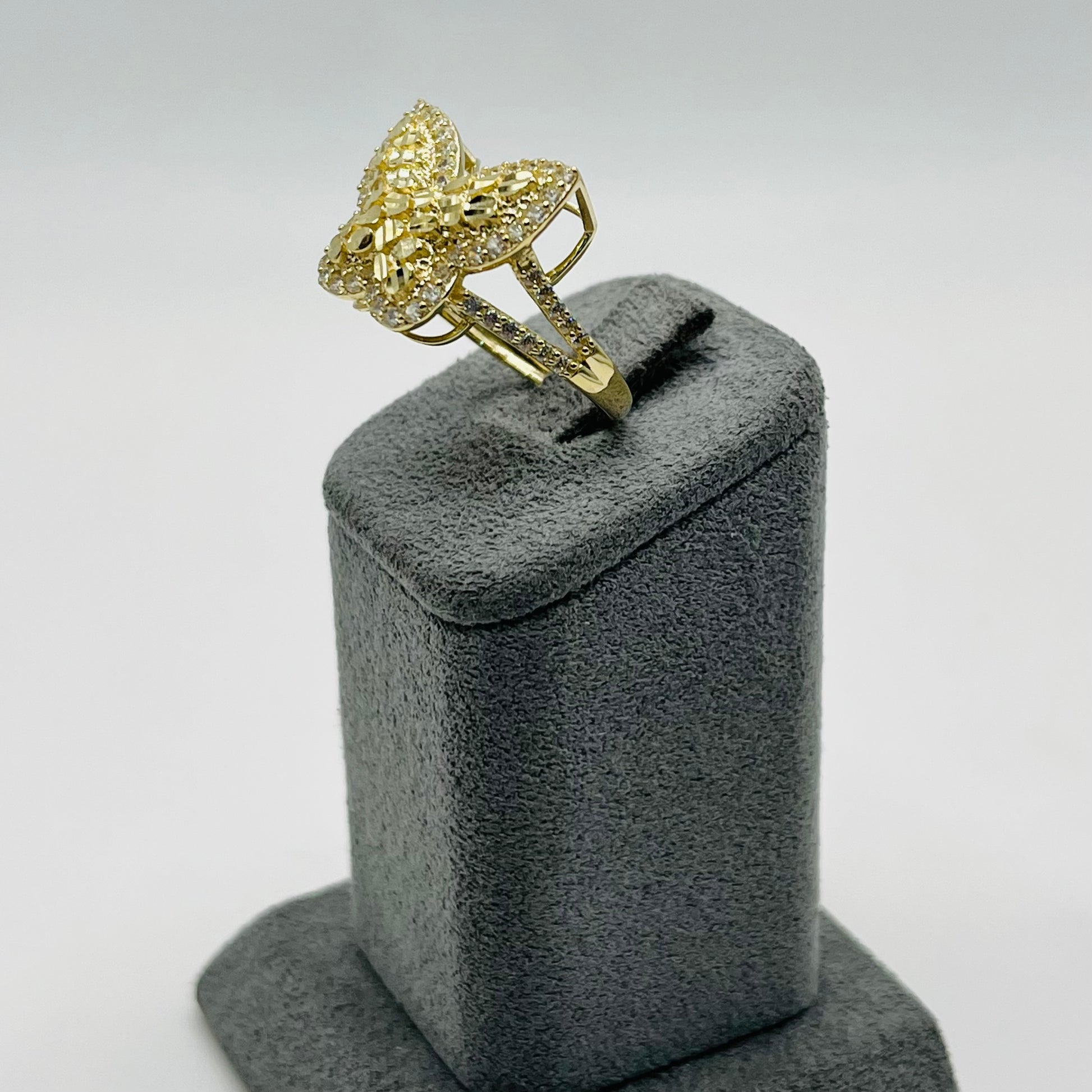  Gold Plated Cz Nugget Butterfly Band Ring