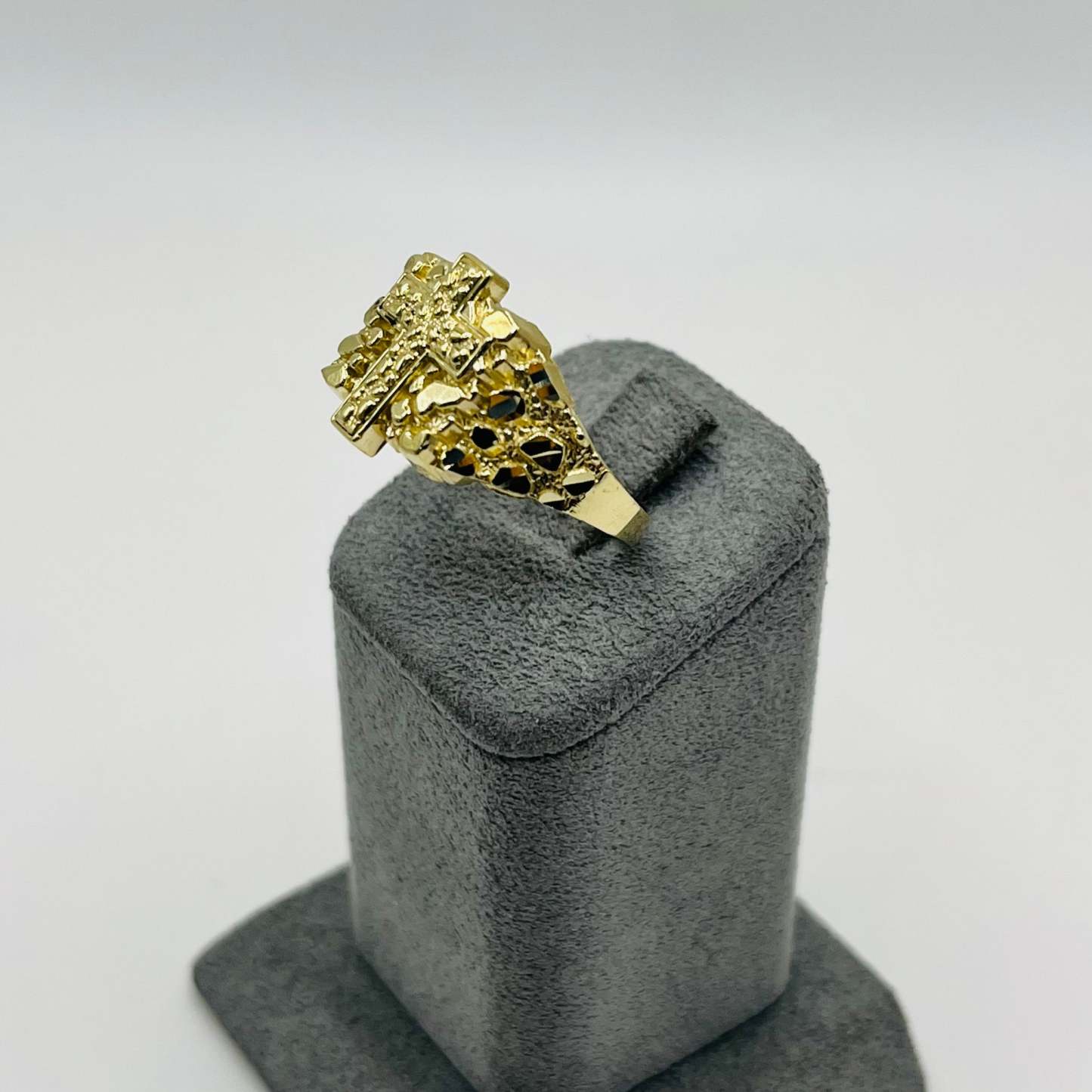 Gold Plated Nugget Cross Nugget Ring