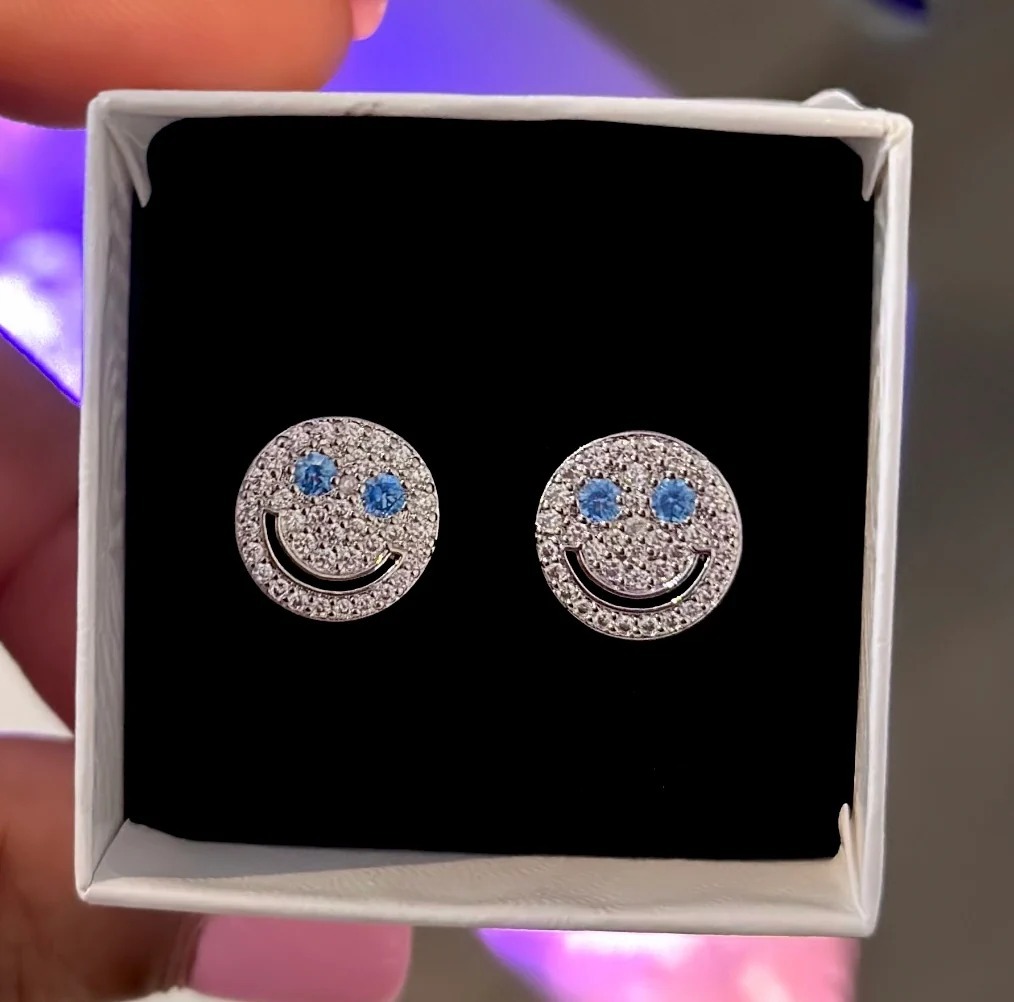 Gold Plated Smiley Stud Earrings