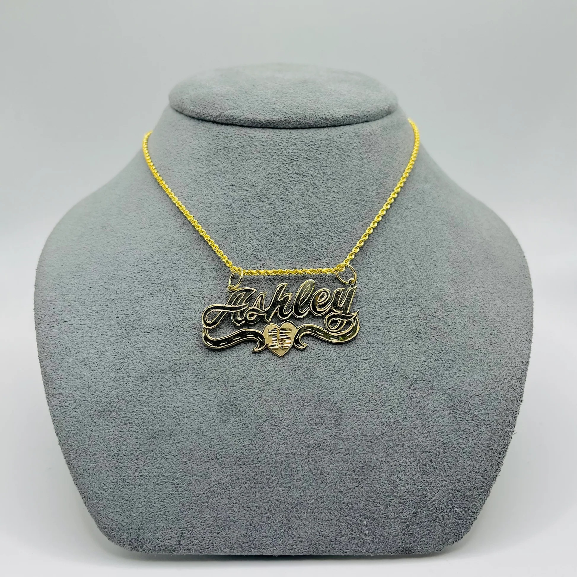 Gold Plated Quinceañera Custom Nameplate Necklace