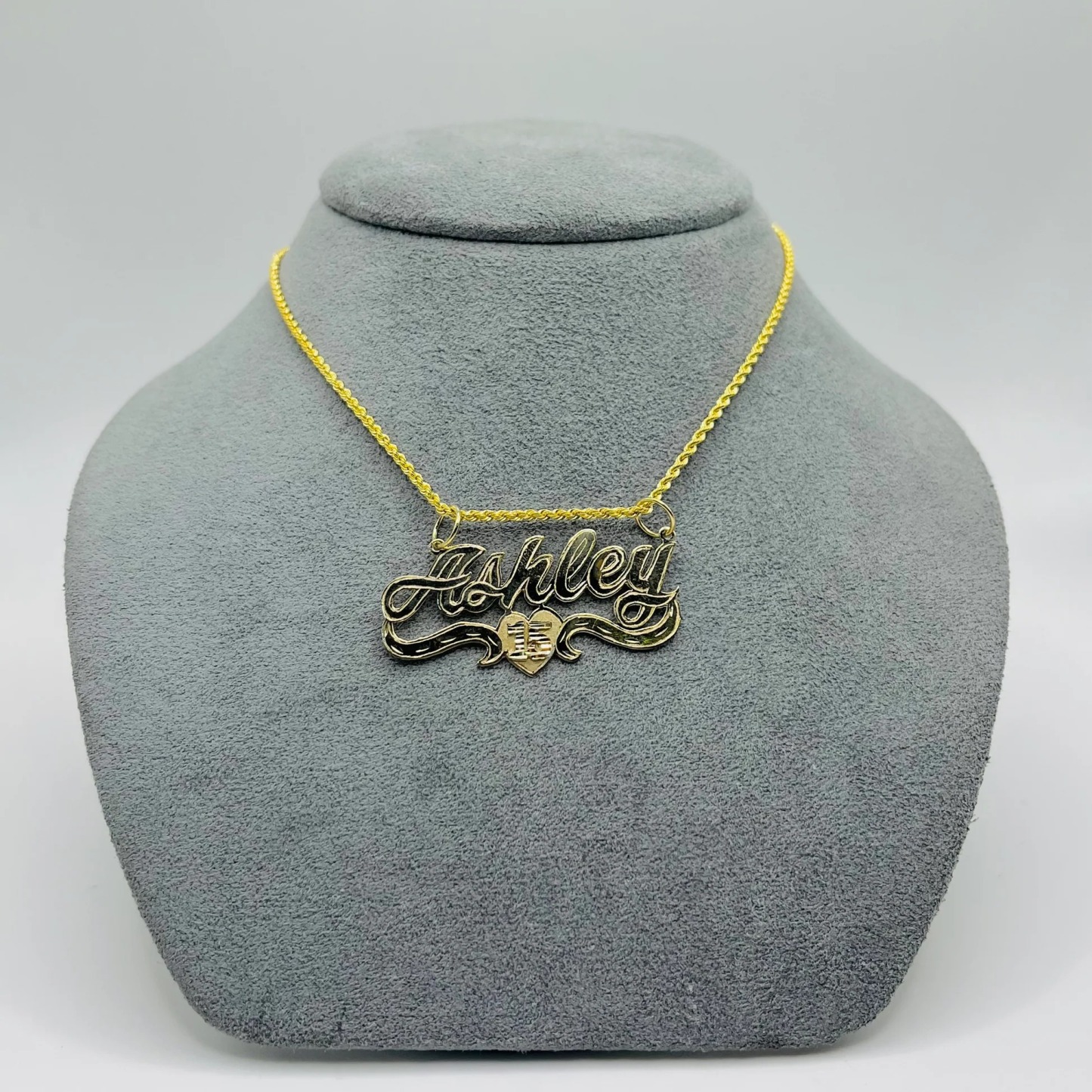 Gold Plated Quinceañera Custom Nameplate Necklace