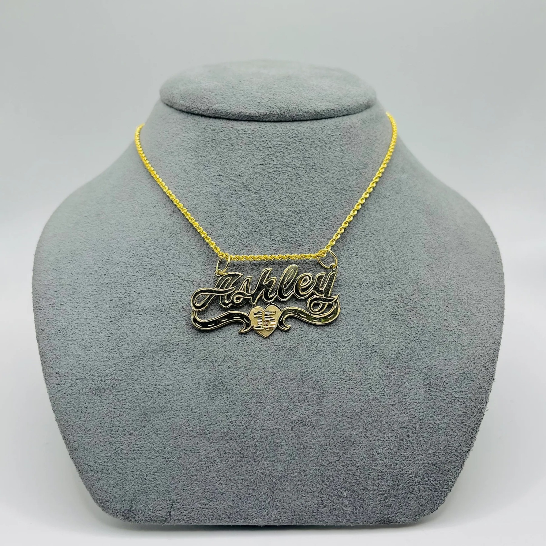 Gold Plated Quinceañera Custom Nameplate Necklace