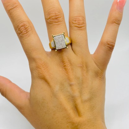 Gold Plated Natural Diamond Portrait Ring