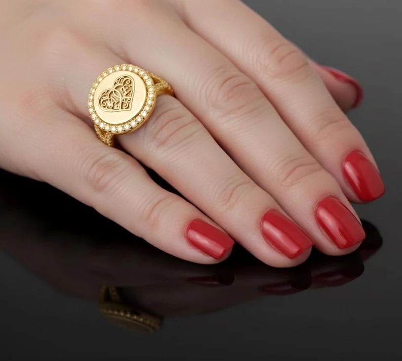 Gold Plated Handmade Valentine's Day Initial Ring