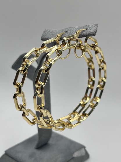 Gold Cable Link Hoop Earrings