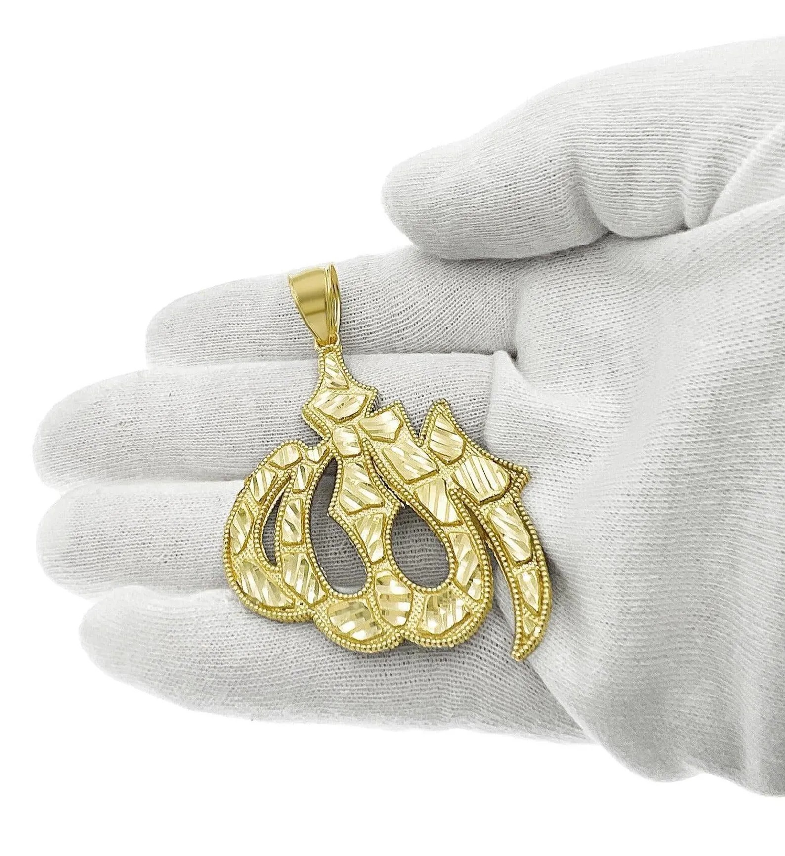 Allah Nugget Pendant Gold Islamic Muslim Necklace