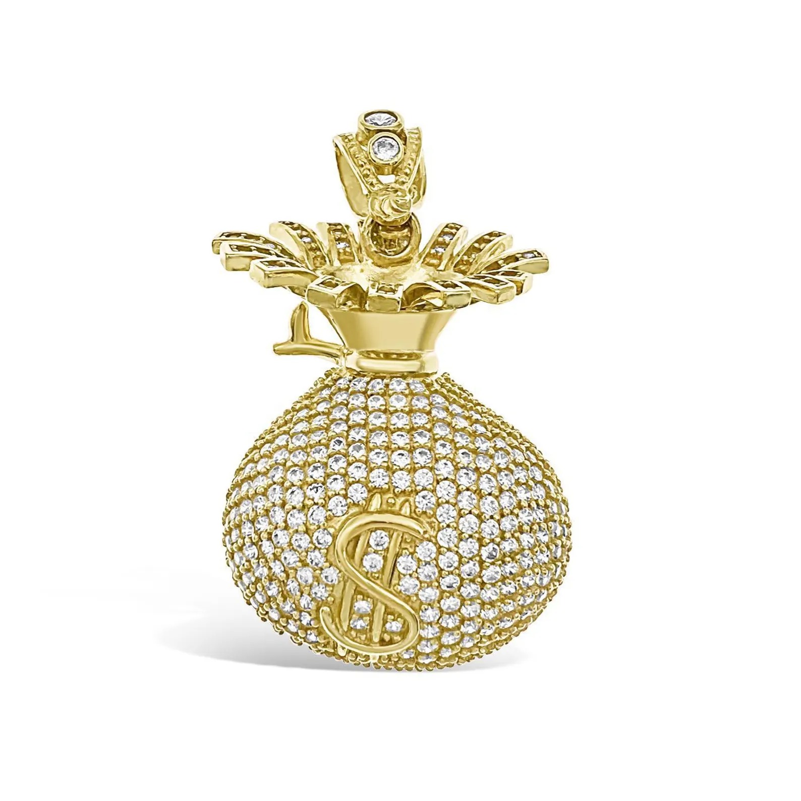 Money Bag Pendant 3D Gold Necklace