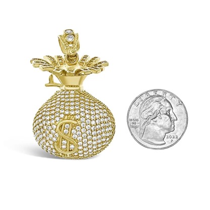 Money Bag Pendant 3D Gold Necklace