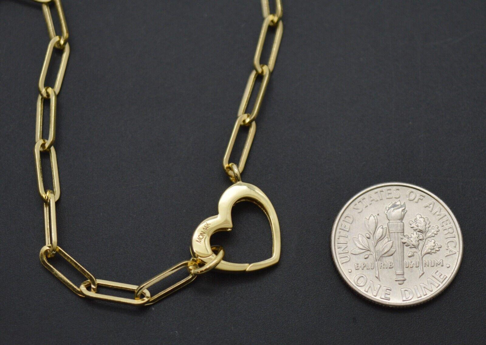  Gold Plated Paperclip Chain Heart Carabiner Clasp Necklace