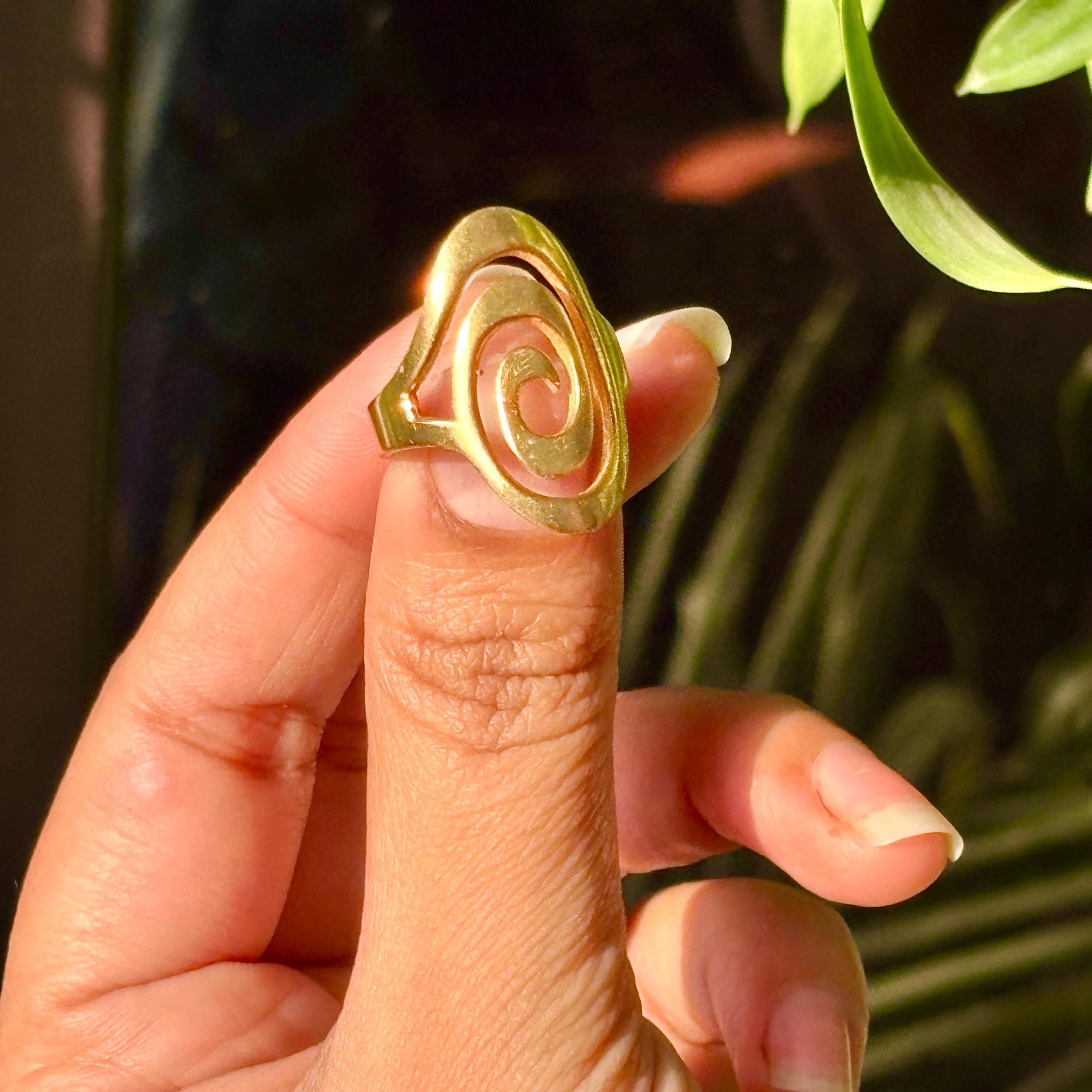 Gold Plated Handmade Boho Fill Spiral Ring