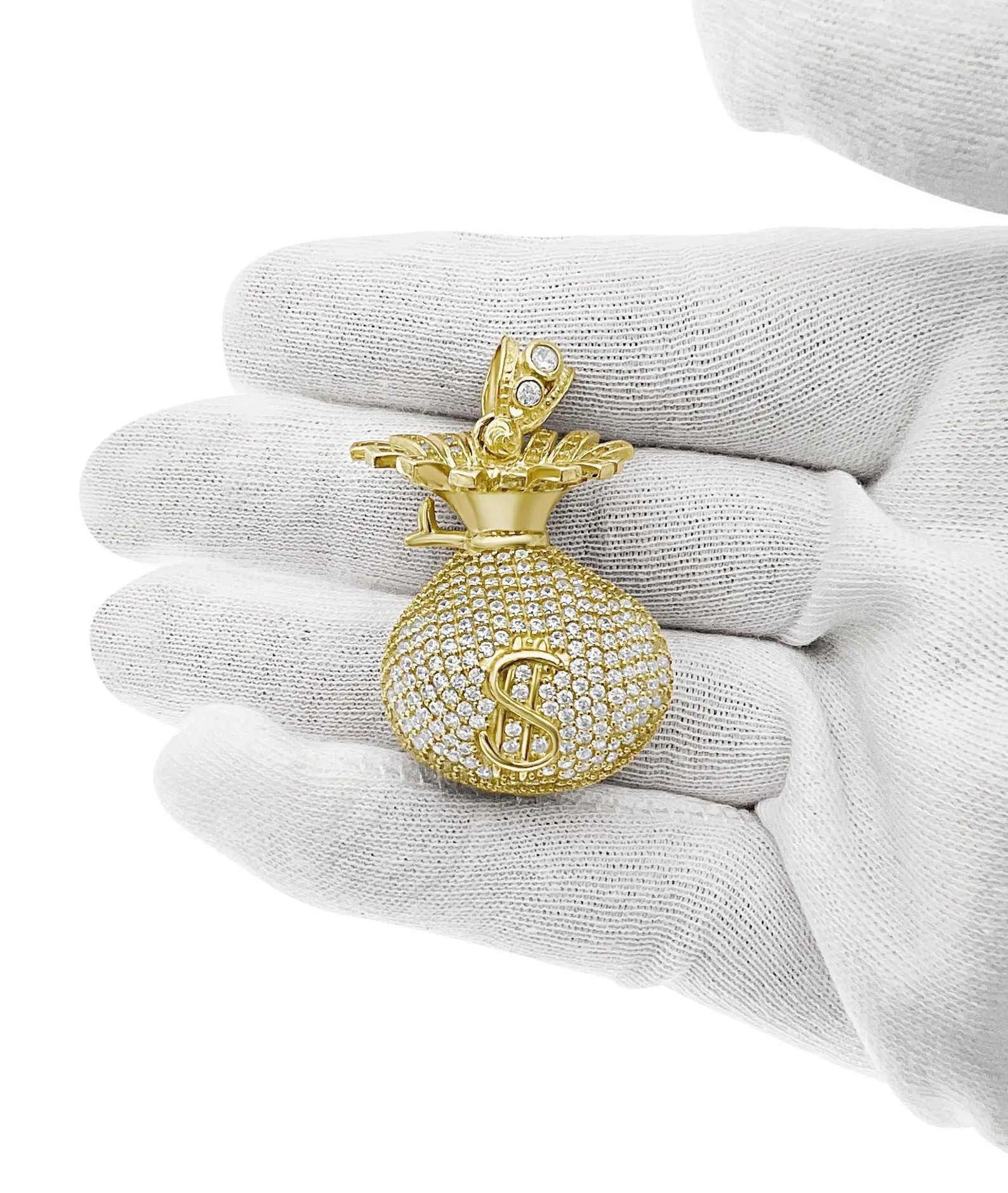 Money Bag Pendant 3D Gold Necklace