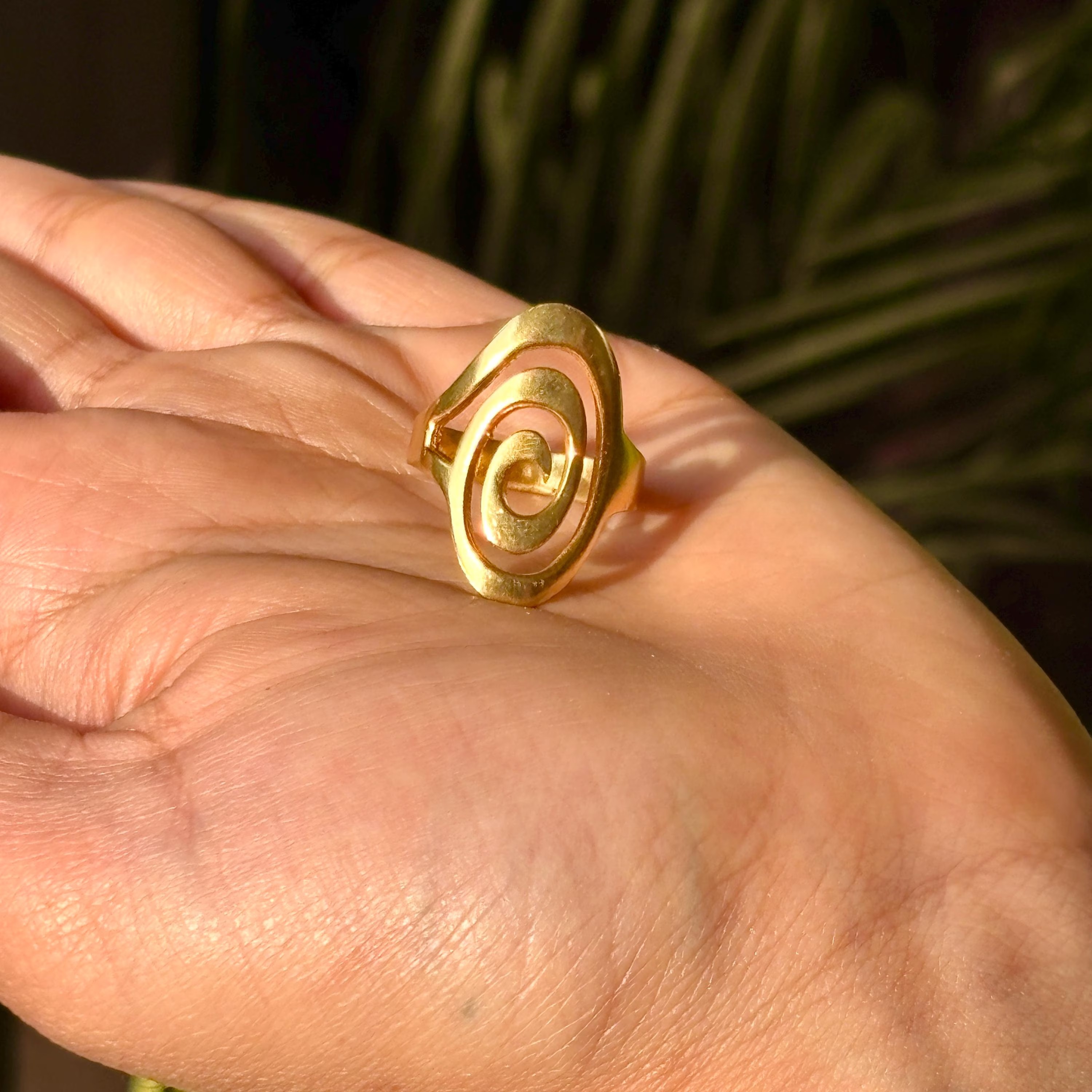 Gold Plated Handmade Boho Fill Spiral Ring