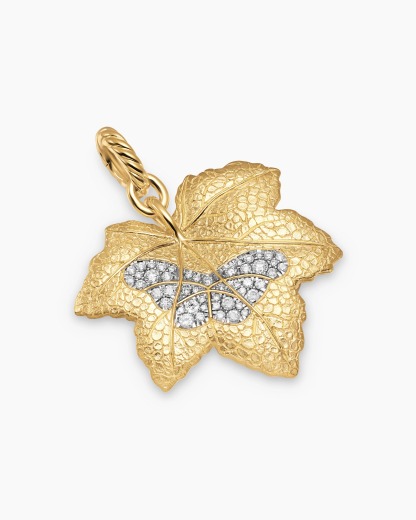 Gold Plated Maple Leaf Butterfly Amulet Necklace 