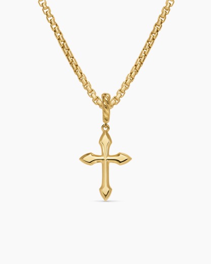 Gold Plated Petite Gothic Cross Amulet Necklace