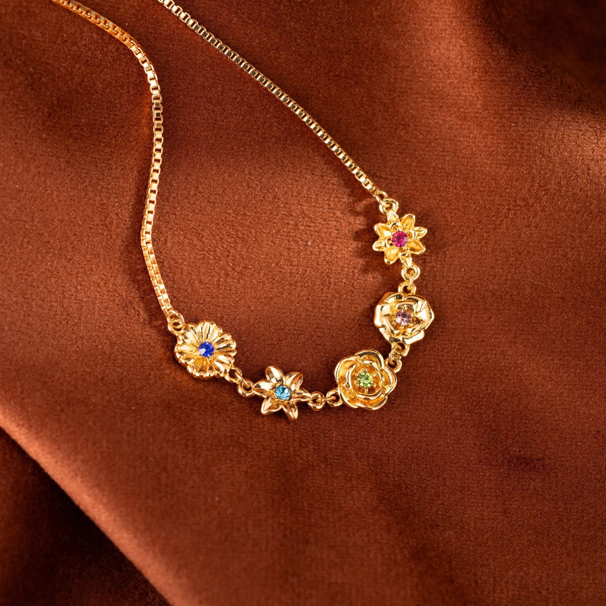 Gold Plated Personalized Birth Flower Necklace