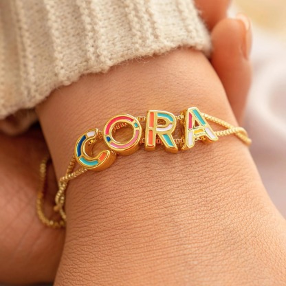 Gold Plated Custom Name Bracelet Personalized Letter Cuff