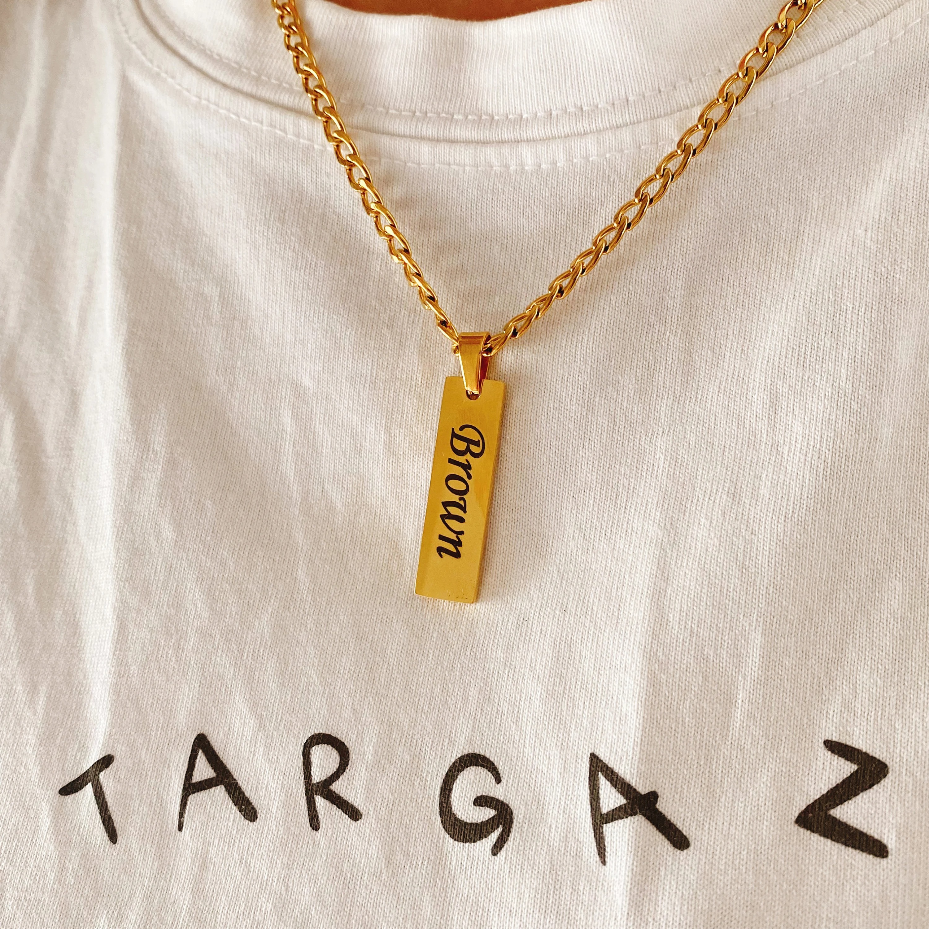 Custom Vertical Rectangular Name Necklace