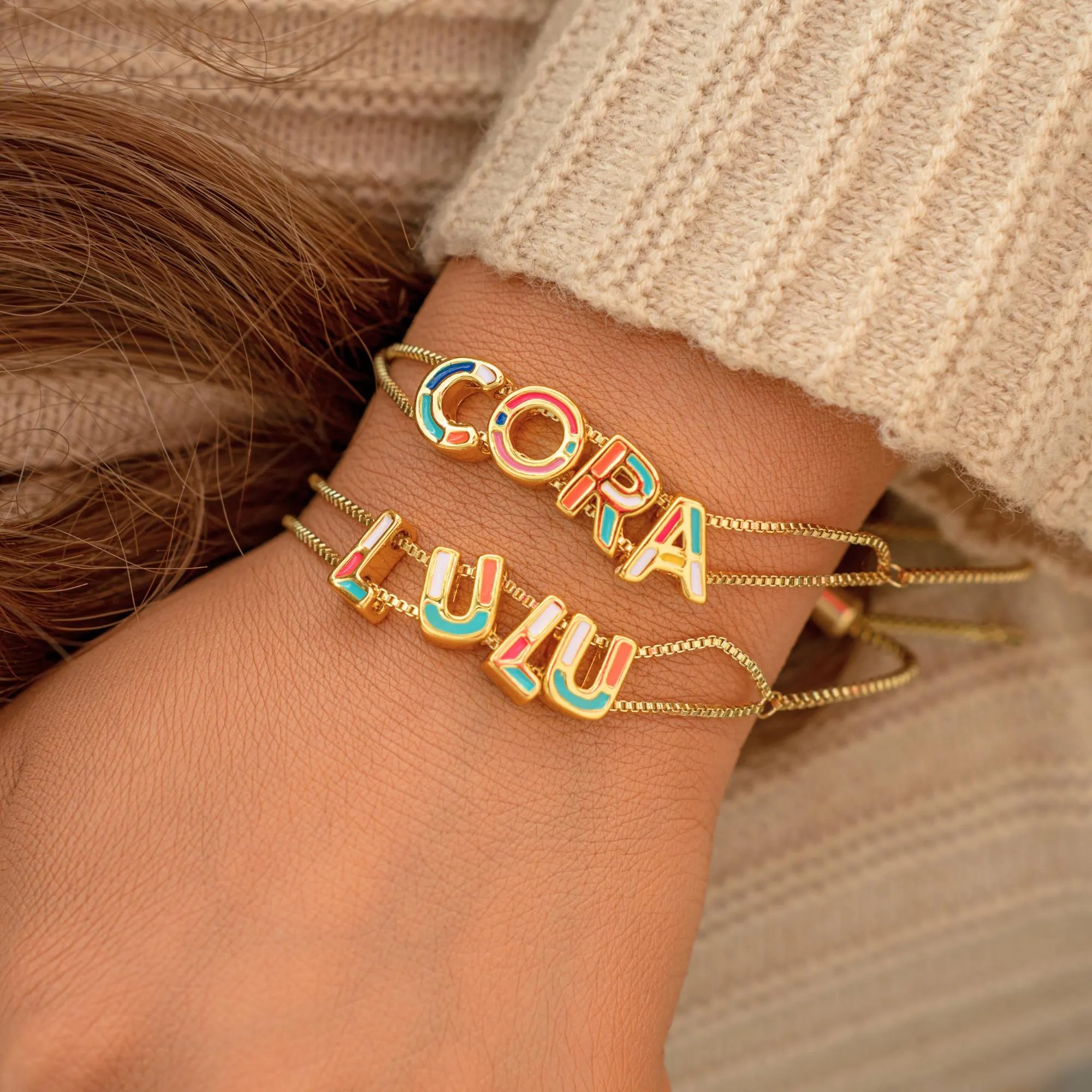 Gold Plated Custom Name Bracelet Personalized Letter Cuff