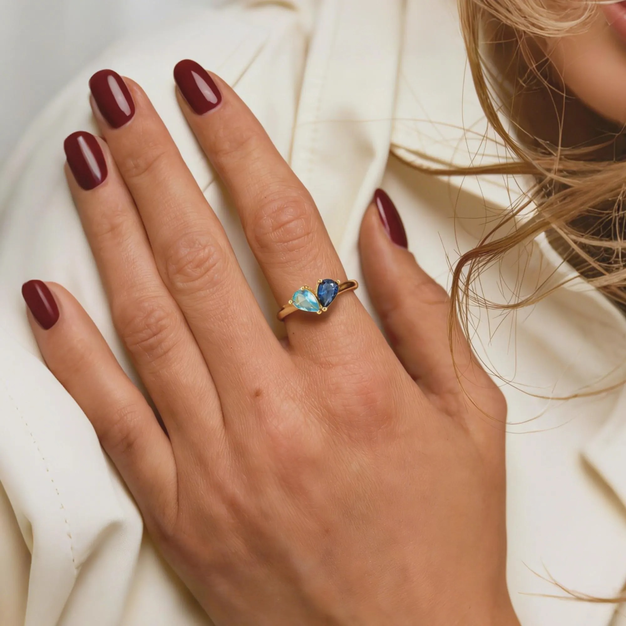 Personalized Two Birthstone Heart Ring