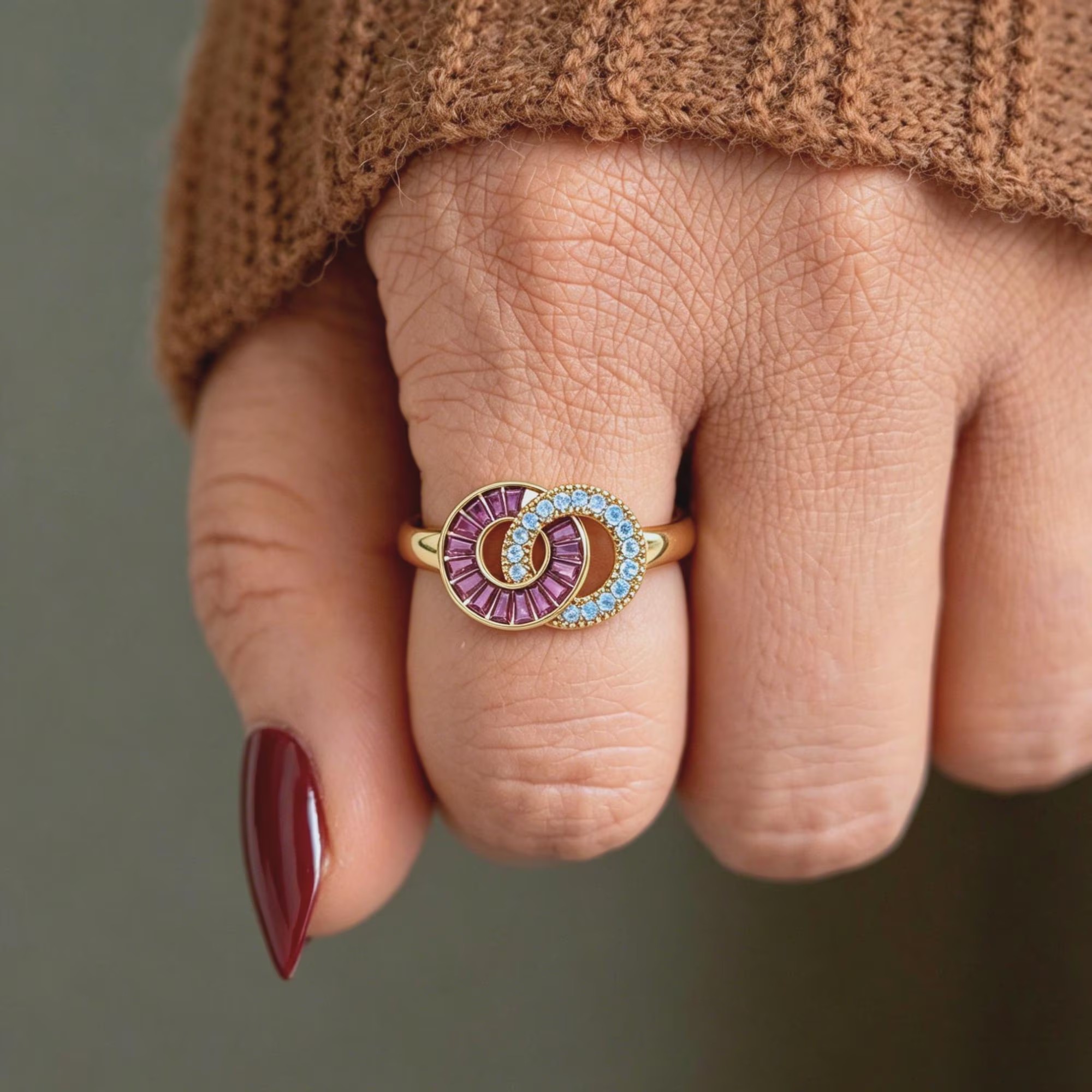 Gold Plated Circular Zirconia Ring