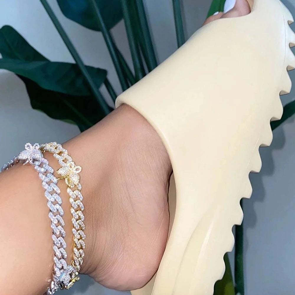 Butterfly Zircon Cuban Chain Anklet