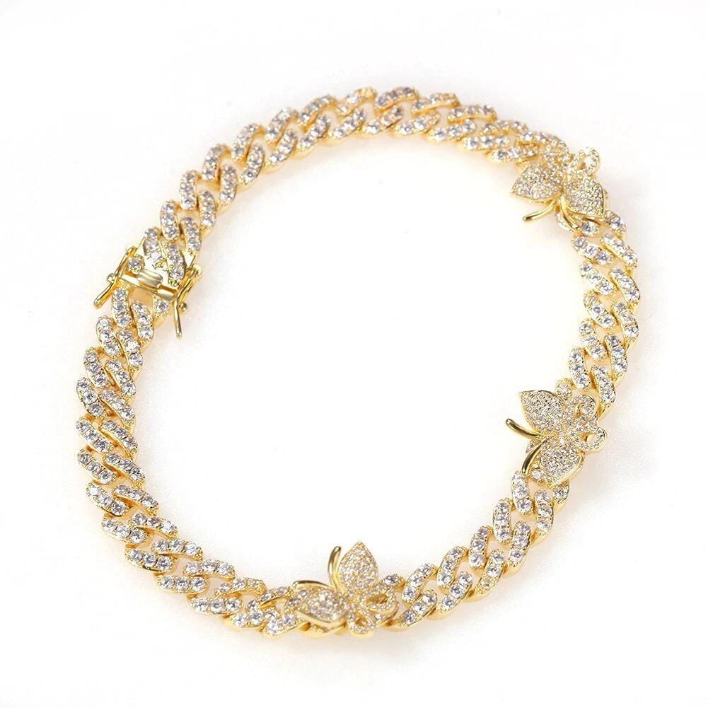 Butterfly Zircon Cuban Chain Anklet