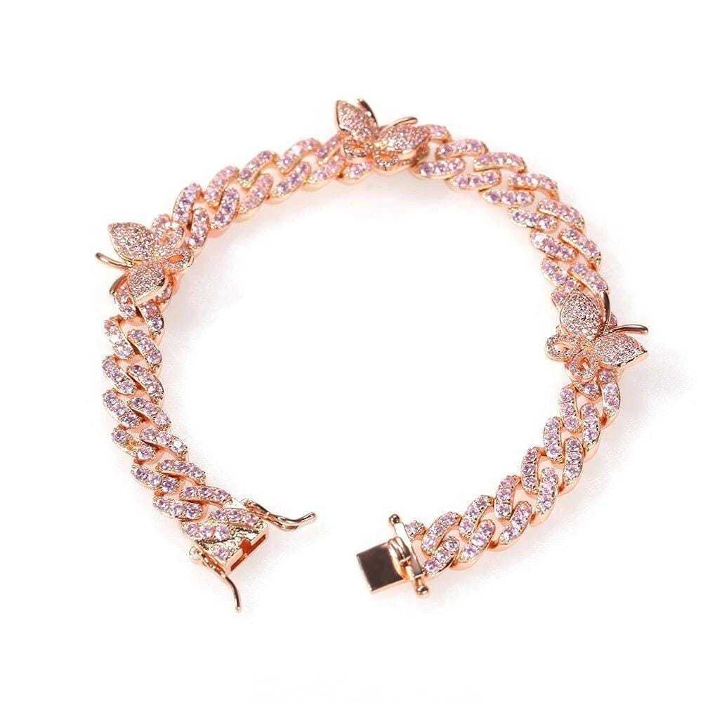 Butterfly Zircon Cuban Chain Anklet