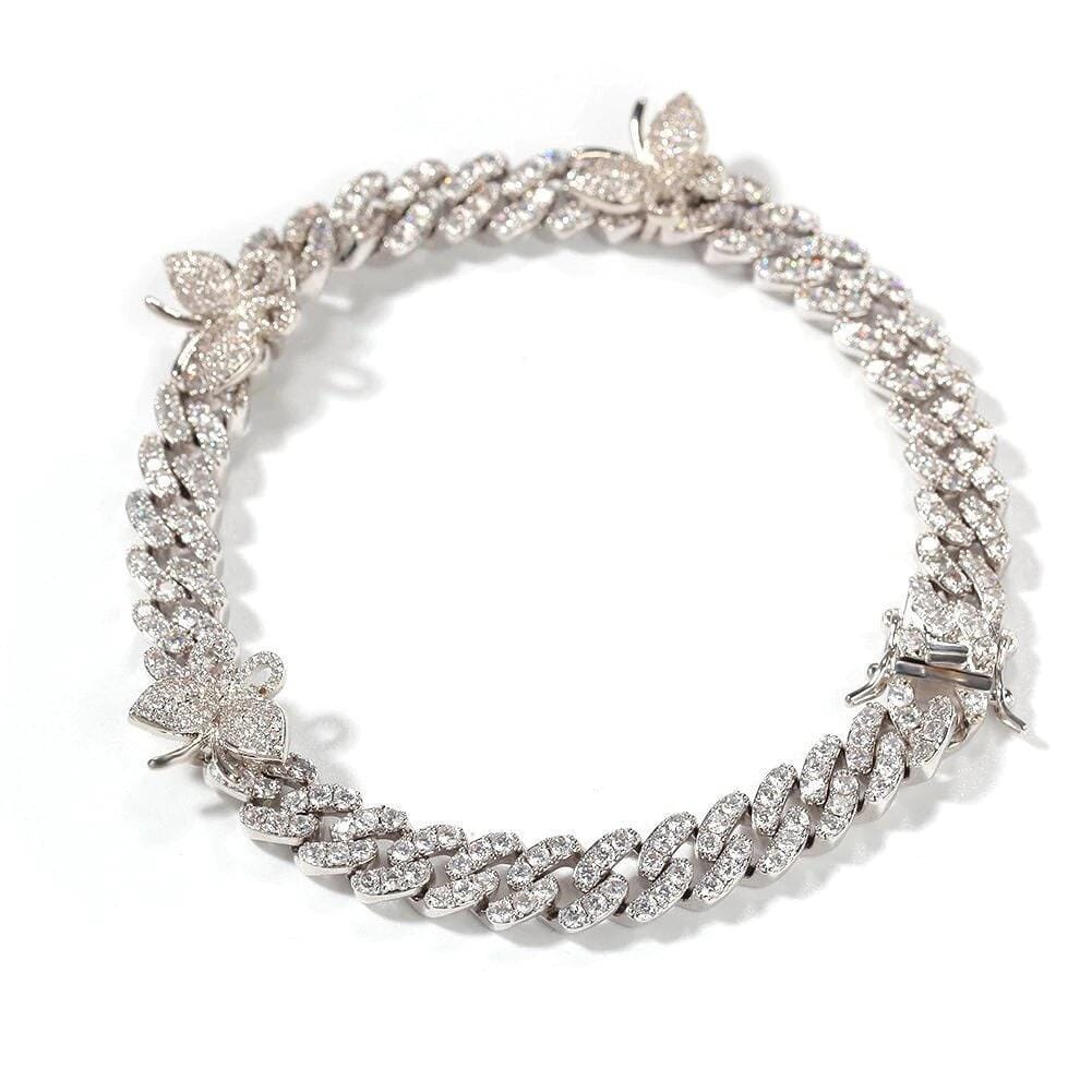 Butterfly Zircon Cuban Chain Anklet