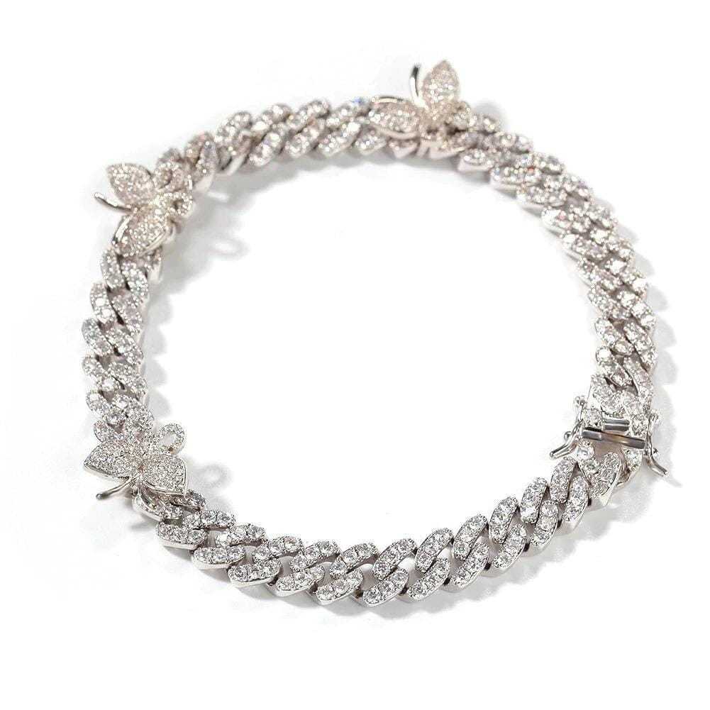 Butterfly Zircon Cuban Chain Anklet