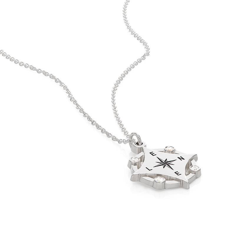 Diamond Initial Compass Necklace Custom Letter Necklace