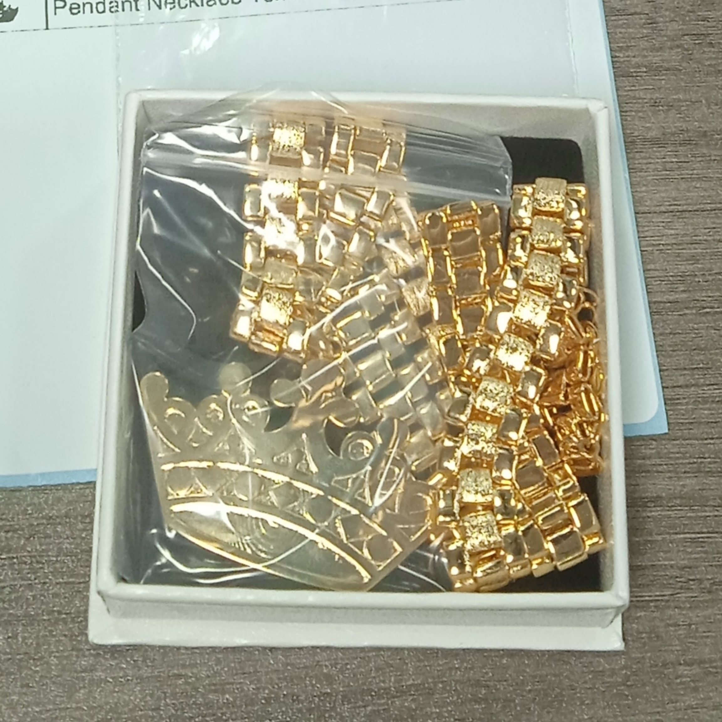 RX Style Chain Gold Plated Crown Pendant Necklace 10mm Width