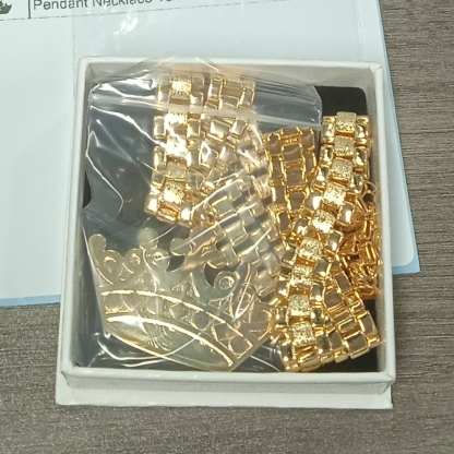 RX Style Chain Gold Plated Crown Pendant Necklace 10mm Width