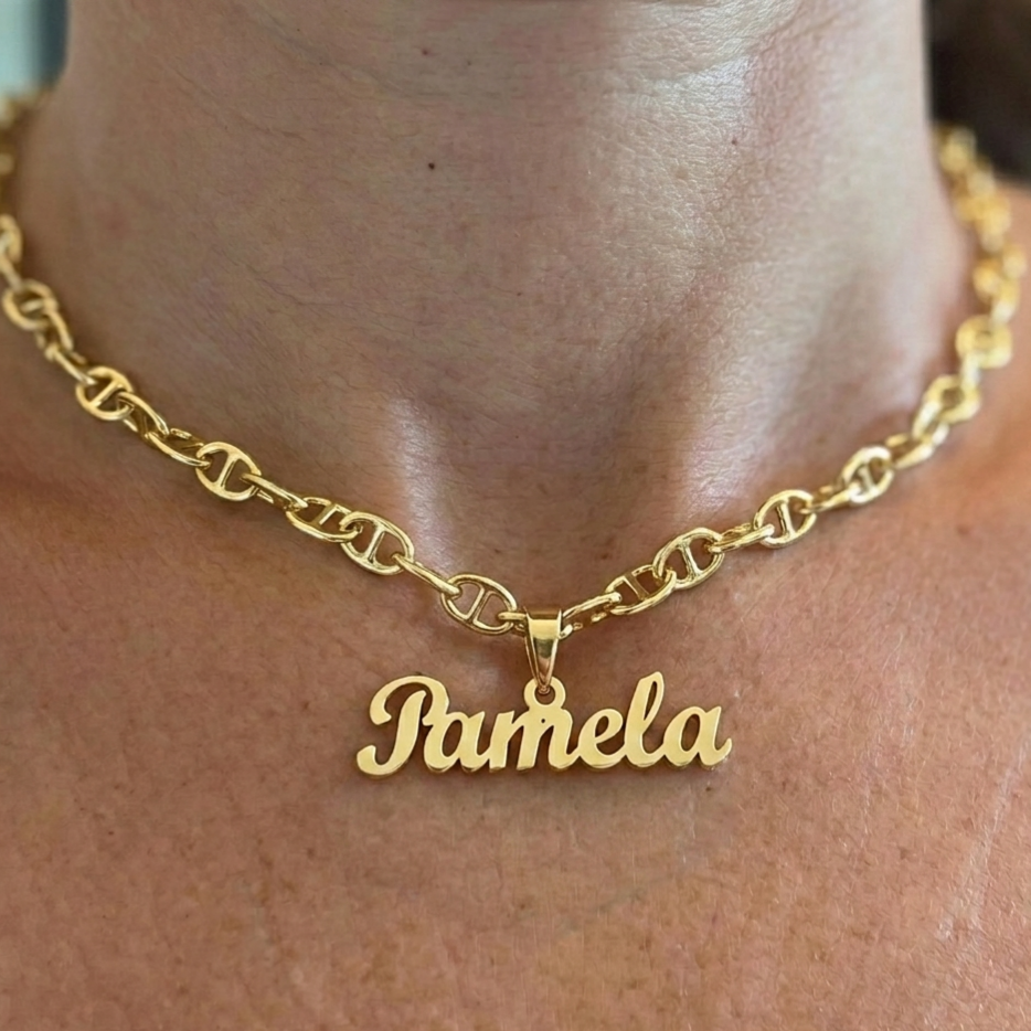 Personalized Nameplate Pendant Mariner Chain Necklace