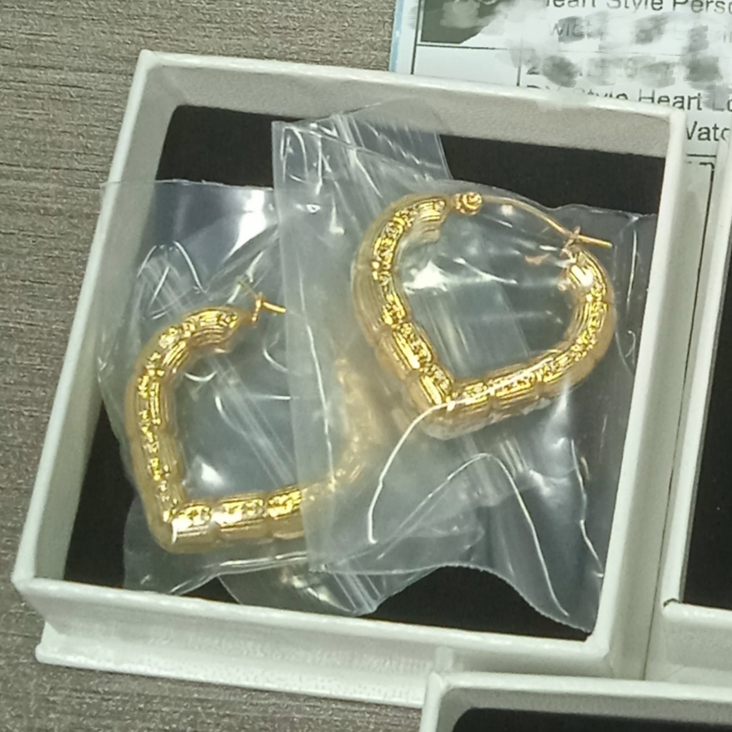 Gold Bamboo Heart Hoop Earrings