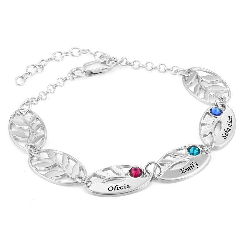 Mother Leaf Bracelet With Birthstone Personalized Name Bracelet